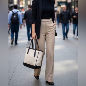 Vintage Coach Hampton Black and Cream Tote Bag